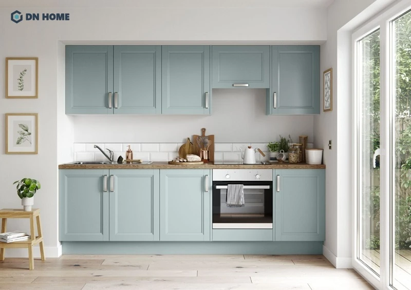 Sử dụng tủ âm tường cho nhà bếp giúp tối ưu không gian, mang lại cảm giác rộng rãi cho không gian bếp