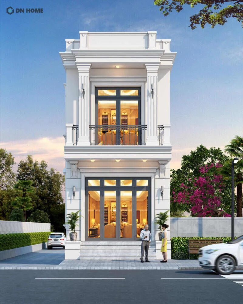 Mái bằng mang đến hơi thở hiện đại, thời thượng hơn cho nhà phố 2 tầng phong cách tân cổ điển