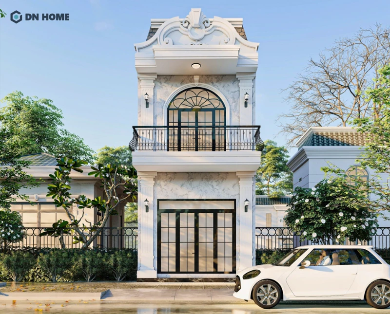 Nhà phố tân cổ điển mái Mansard 2 tầng thể hiện rõ vẻ đẹp xa hoa trong phong cách Châu Âu
