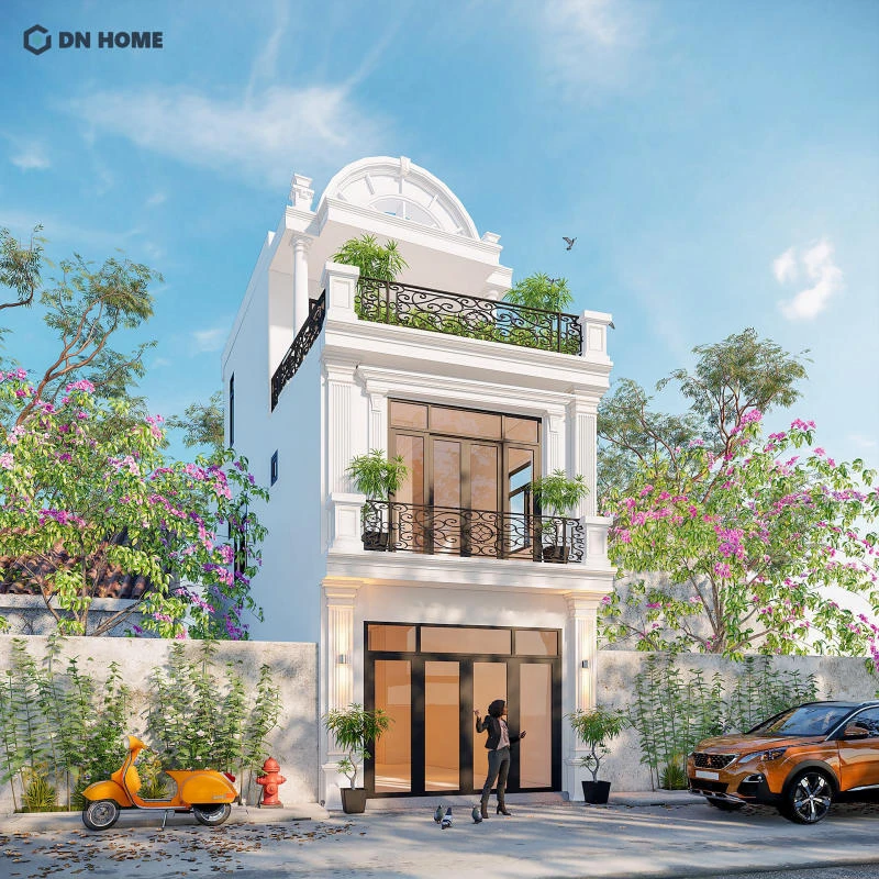 Nhà phố 2 tầng tân cổ điển có ưu điểm nổi bật về tính thẩm mỹ, sang trọng và vẻ đẹp bền vững theo thời gian