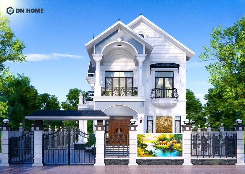 Hệ trụ cột vững chắc giúp tổng thể ngôi nhà thêm nổi bật, thu hút