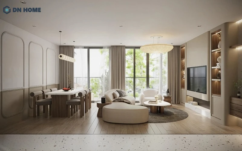 Mẫu phối cảnh nội thất chung cư bằng chất liệu gỗ là lựa chọn lý tưởng với những gia chủ yêu thích vẻ đẹp ấm cúng