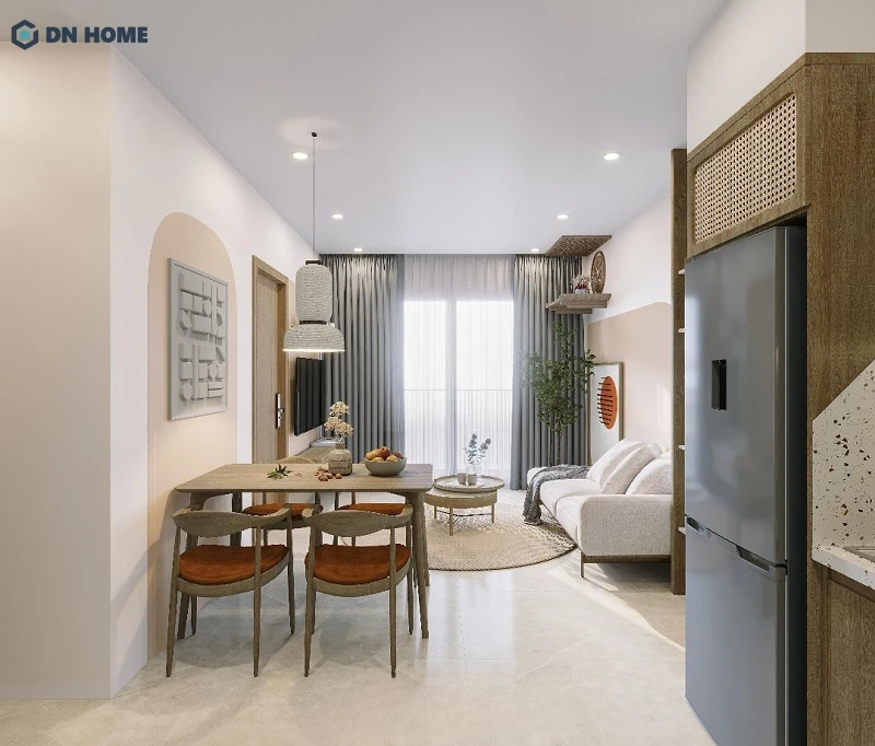 Mẫu phối cảnh nội thất chung cư tông màu sáng đem đến cảm giác rộng rãi, thoáng đãng