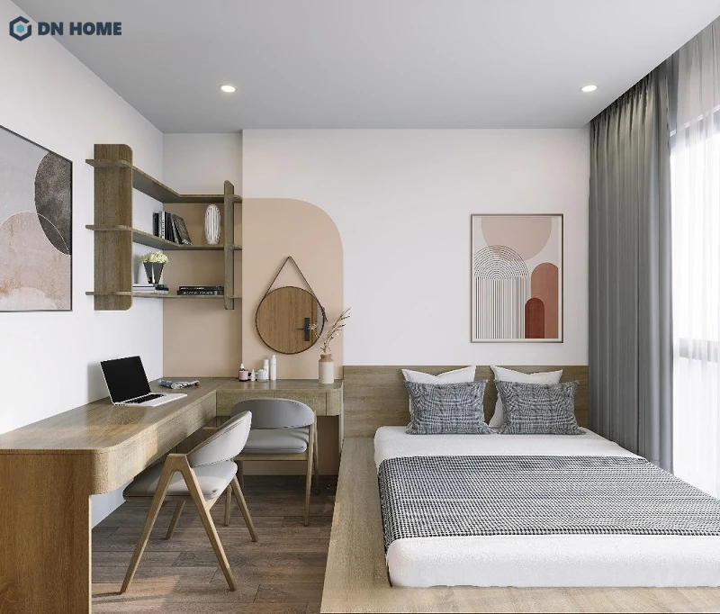Mẫu phối cảnh nội thất chung cư với phong cách tối giản, tối ưu ánh sáng tự nhiên thông qua cửa sổ lớn