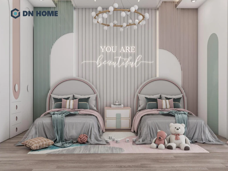 Cách bố trí 2 giường song song linh hoạt giúp tận dụng tối đa diện tích phòng