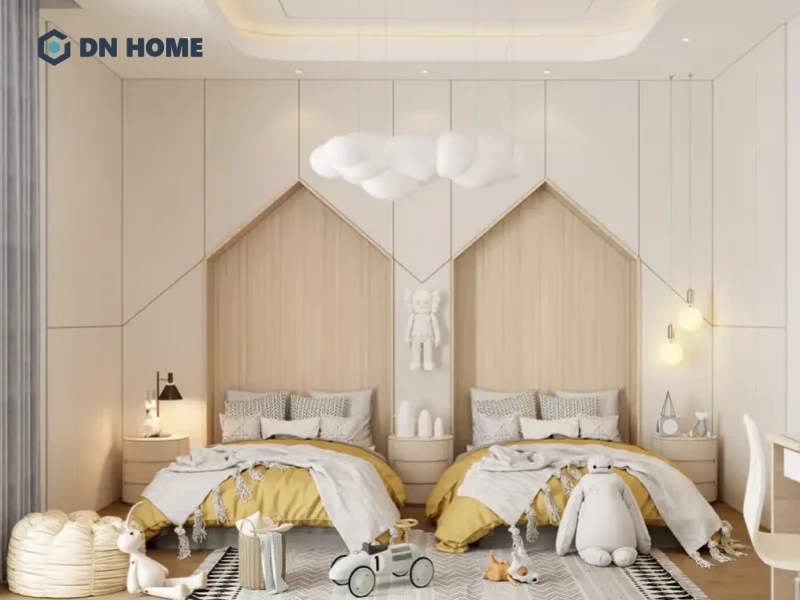 Không gian phòng ngủ được phân chia hợp lý để đảm bảo sự riêng tư