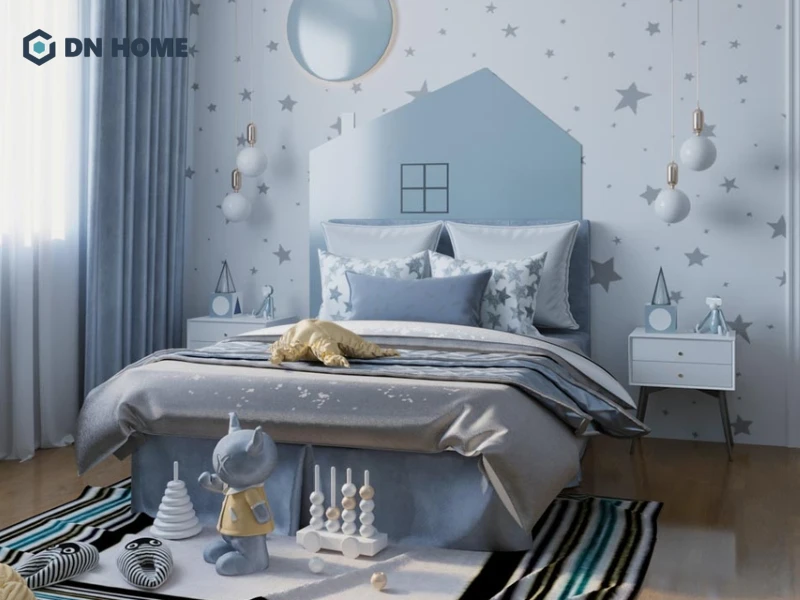 Thiết kế giường phù hợp với độ tuổi của bé, đảm bảo sự thoải mái và hỗ trợ phát triển xương