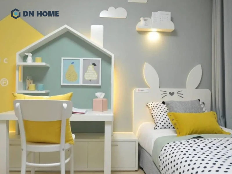 Mẫu thiết kế phòng ngủ bé gái ưu tiên nội thất đa năng để tiết kiệm diện tích