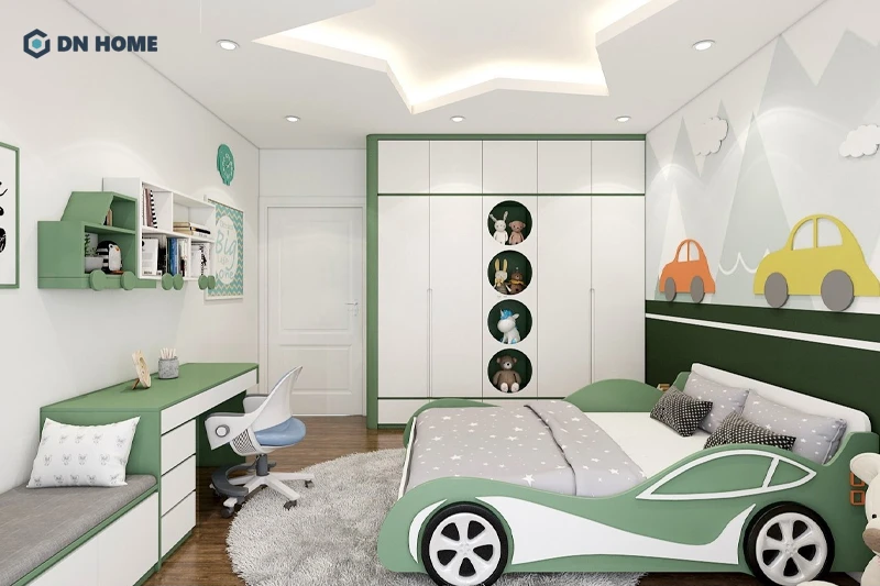 Giường ngủ kiểu dáng xe ô tô tạo điểm nhấn ấn tượng trong không gian phòng ngủ