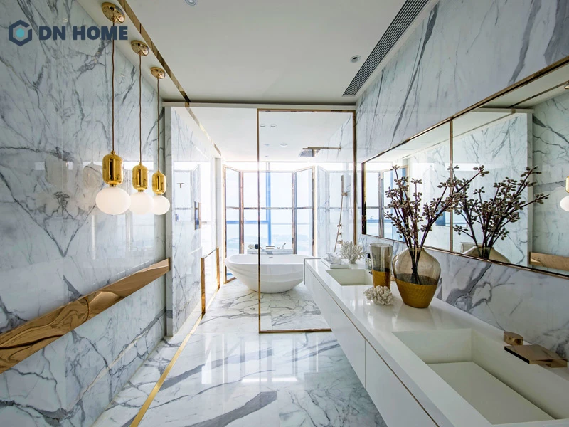 Phòng tắm master tích hợp đầy đủ công năng vệ sinh và thêm cả tiện ích cao cấp