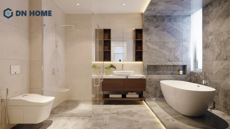 Phòng tắm hiện đại sử dụng thiết bị vệ sinh thông minh