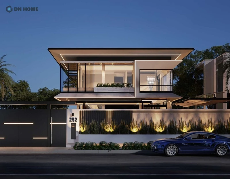 Thiết kế biệt thự phong cách hiện đại ưu tiên đường nét hình học đơn giản nhưng đầy tinh tế