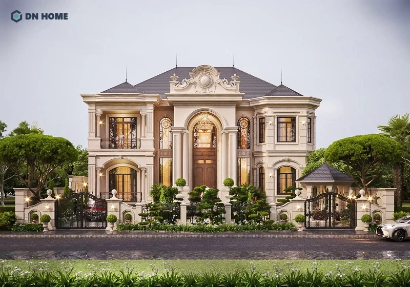 Thiết kế biệt thự 9x18m 2 tầng mái Thái phong cách Tân cổ điển sang trọng