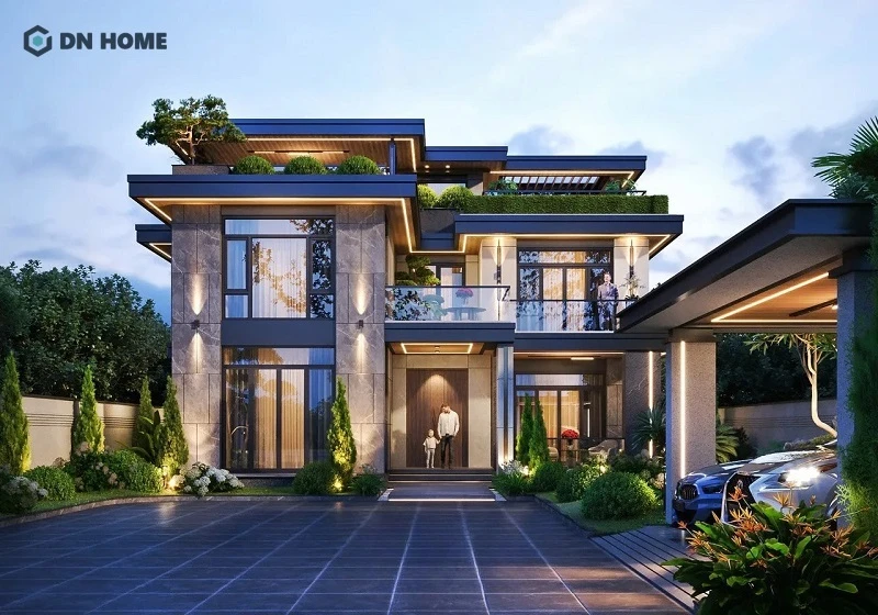 Thiết kế sử dụng cửa sổ kính lớn giúp tối ưu hoá ánh sáng tự nhiên và tạo ra không gian sống thoáng đãng
