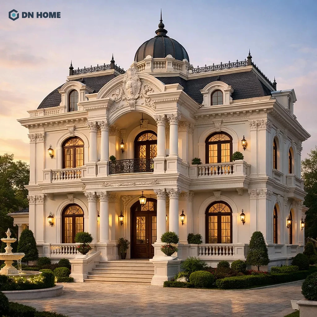 Thiết kế biệt thự 9x18m 2 tầng phong cách cổ điển với bố cục và tỷ lệ cân đối đẹp mắt