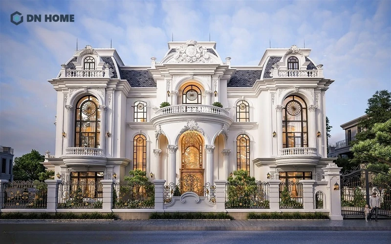 Vẻ ngoài lộng lẫy, bề thế của biệt thự 2 tầng phong cách cổ điển