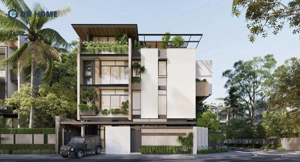 Mẫu biệt thự 9x18m 4 tầng phong cách hiện đại với đường nét thiết kế tối giản