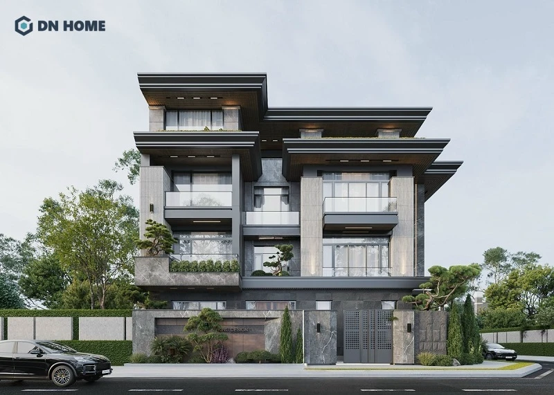 Thiết kế biệt thự 9x18m 4 tầng phong cách hiện đại sang trọng với gam màu xám làm chủ đạo