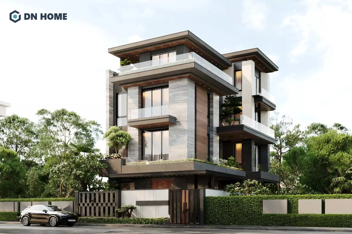 Mẫu biệt thự 9x18m 4 tầng phong cách hiện đại gần gũi với thiên nhiên