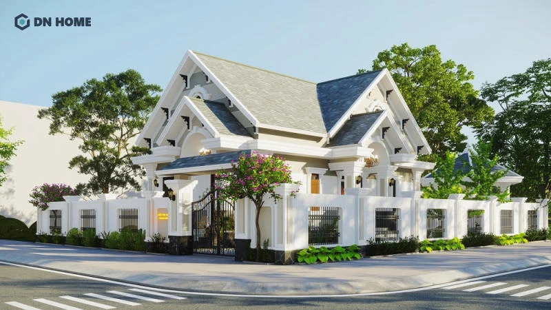 Hệ mái Thái giúp tạo nên vẻ đẹp cao ráo, thanh thoát cho mặt tiền biệt thự
