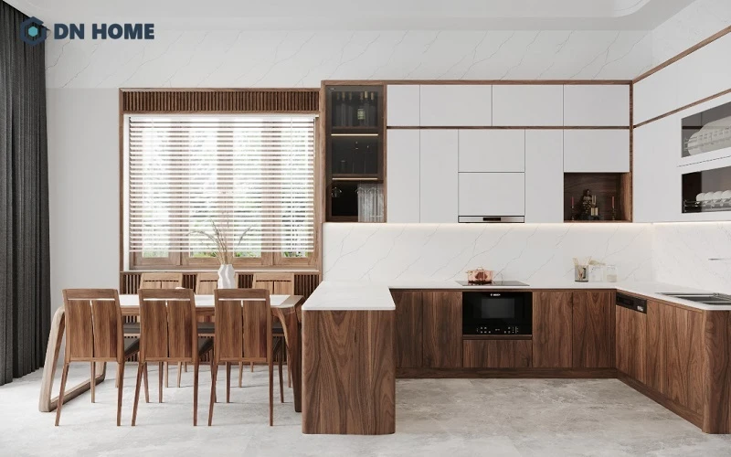Thiết kế biệt thự gỗ óc chó phong cách tối giản tập trung vào việc lược bỏ những chi tiết rườm rà, chú trọng công năng