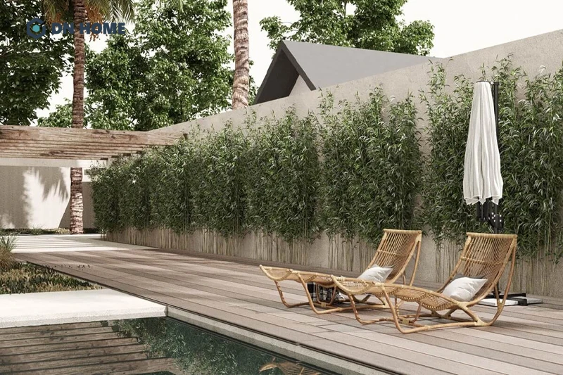 Không gian ngoại thất của biệt thự nghỉ dưỡng thiết kế theo phong cách Rustic