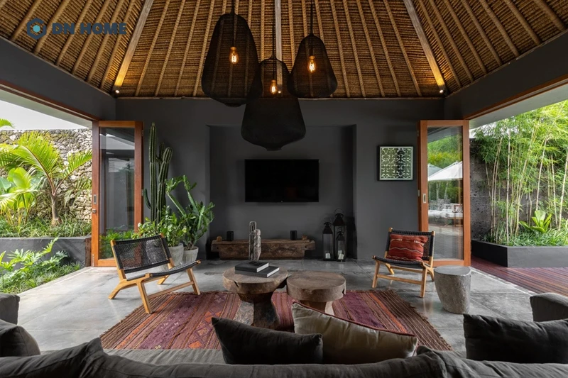Không gian mở thoáng đãng thể hiện sự kết nối với thiên nhiên của phong cách Tropical