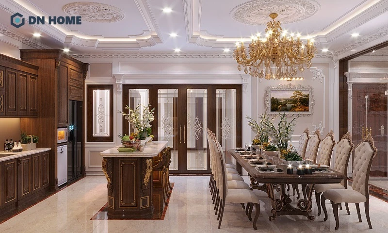Thiết kế bếp hiện đại, kết hợp đảo bếp nhằm giúp tăng thêm phần thẩm mỹ và tiện nghi khi sinh hoạt