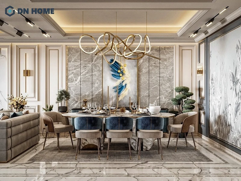 Thiết kế biệt thự phố phong cách Châu Âu ưa chuộng cách sắp xếp đa tầng nhằm tạo nên chiều sâu cho không gian