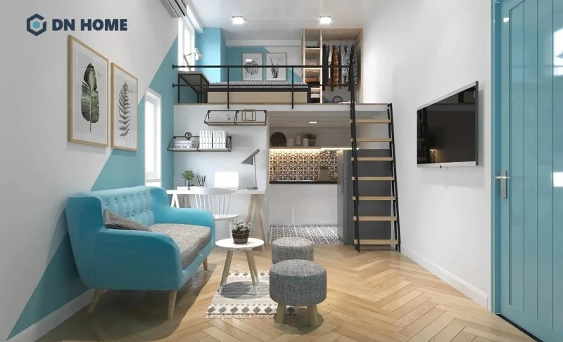 Thiết kế gác lửng giúp nhân đôi diện tích không gian hiệu quả cho căn hộ 15m2
