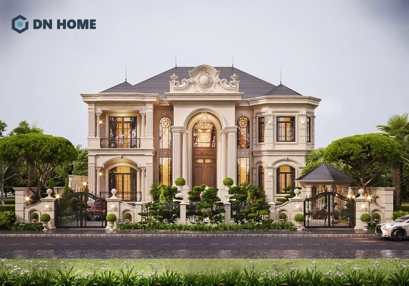 Mặt tiền biệt thự phong cách cổ điển với vẻ đẹp bề thế, lộng lẫy
