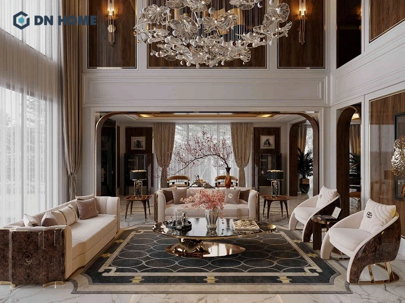 Thiết kế nội thất biệt thự nhà vườn phong cách Luxury mang đến vẻ đẹp xa xỉ, sang trọng