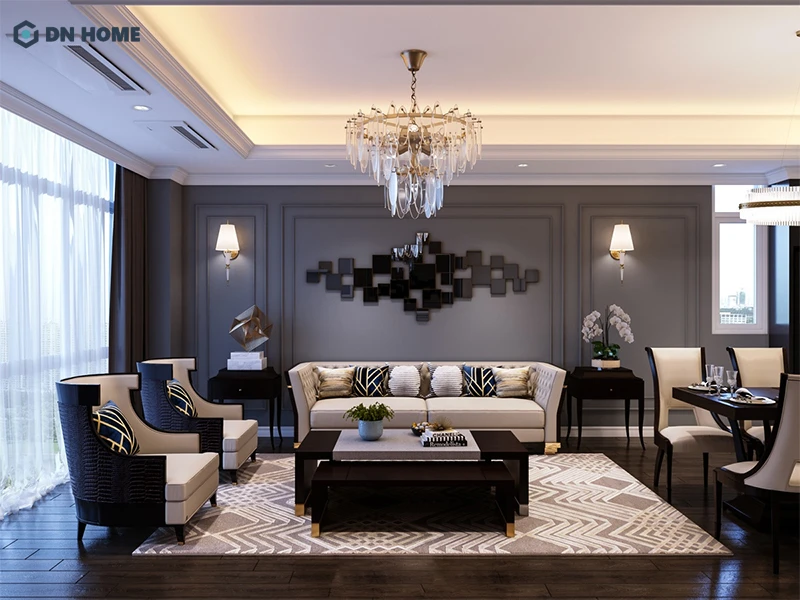 Chung cư 100m2 thiết kế theo phong cách tân cổ điển mang vẻ đẹp sang trọng vượt thời gian