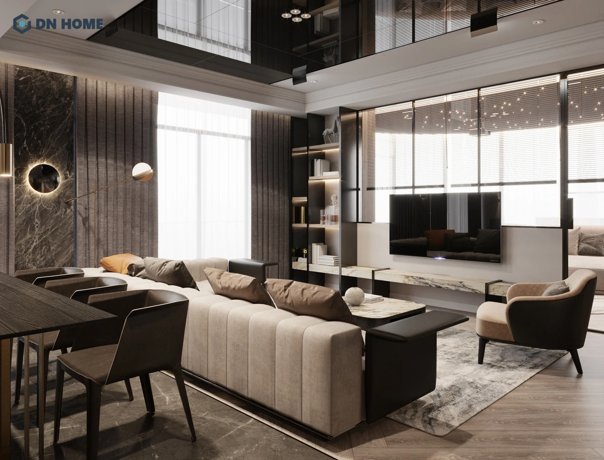 Chất liệu cao cấp được sử dụng chủ đạo trong thiết kế chung cư phong cách Luxury
