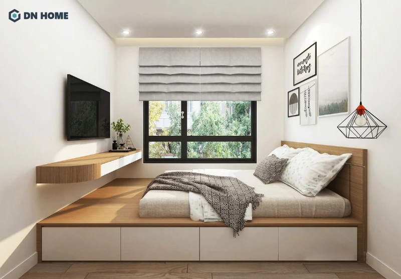 Phòng ngủ thứ 3 sử dụng giường bệt tạo cảm giác gần gũi và thân thuộc