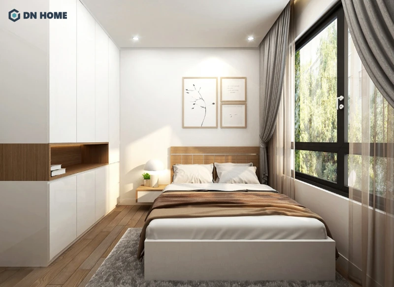 Phòng ngủ với ánh sáng tự nhiên tạo cảm giác rộng thoáng và ấm cúng, sinh động