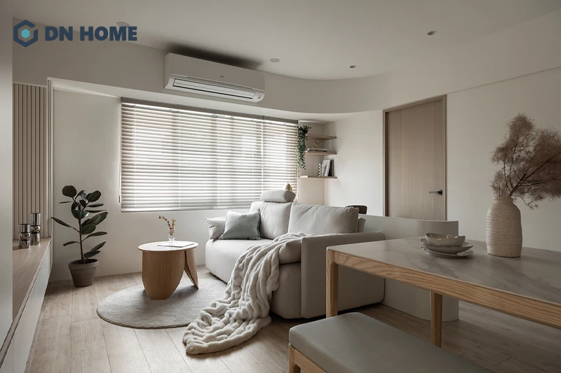 Màu trắng là gam màu chủ đạo trong không gian nội thất chung cư 56m2 phong cách Bắc Âu