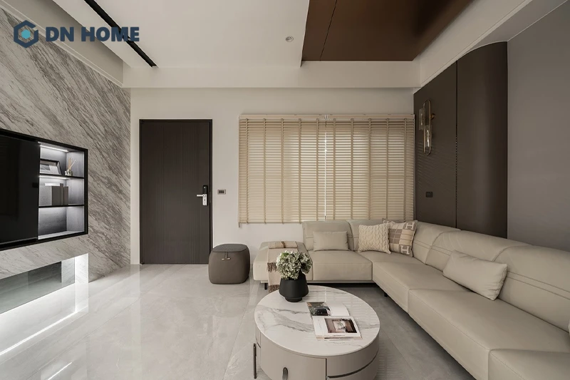 Nội thất phòng khách chung cư 56m2 ưu tiên thiết kế thoáng đãng, tiện nghi và cả thẩm mỹ