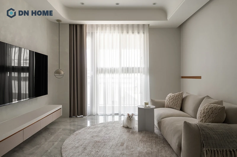 Ánh sáng tự nhiên giúp toàn bộ không gian chung cư 56m2 thêm thoáng đãng, ấm cúng