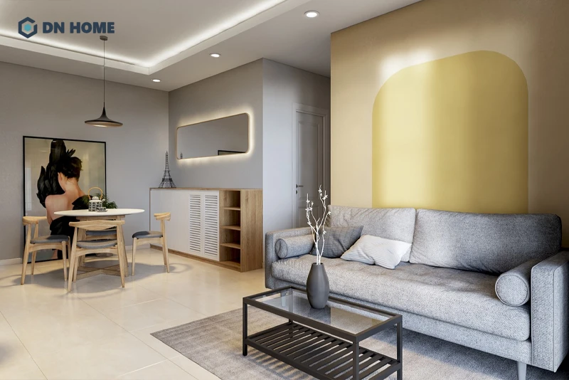 Chung cư 77m2 với 2 phòng ngủ thiết kế không gian sinh hoạt chung mở để tối ưu diện tích