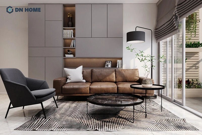 Gam màu trung tính được sử dụng chủ đạo trong thiết kế nội thất căn hộ 77m2