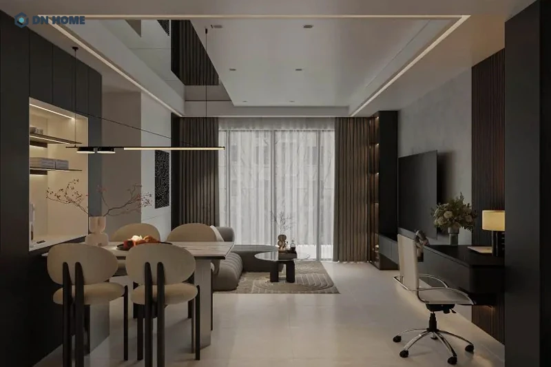 Căn hộ chung cư 85m2 thiết kế theo phong cách hiện đại sử dụng gam màu trung tính làm chủ đạo