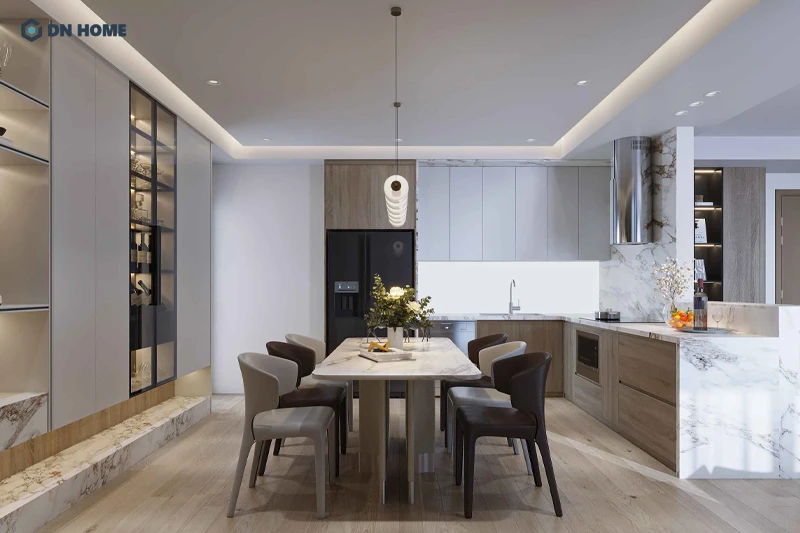 Thiết kế phòng bếp chung cư 85m2 ưu tiên công năng, tiện nghi và sự thoải mái