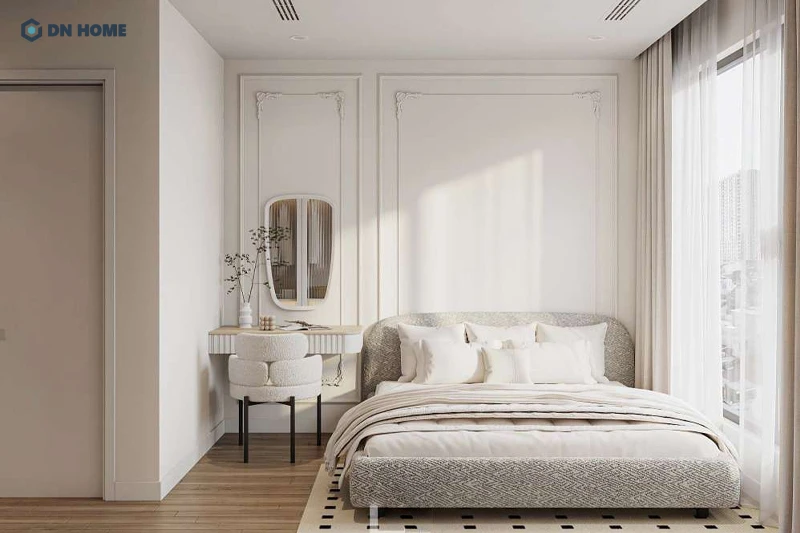 Ánh sáng tự nhiên giúp phòng ngủ chung cư Korea Chic - Parisian Chic thêm ấm cúng, thư giãn