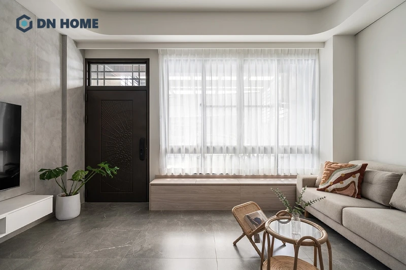 Cây xanh giúp không gian nội thất phong cách tối giản trở nên sinh động hơn, tránh nhàm chán