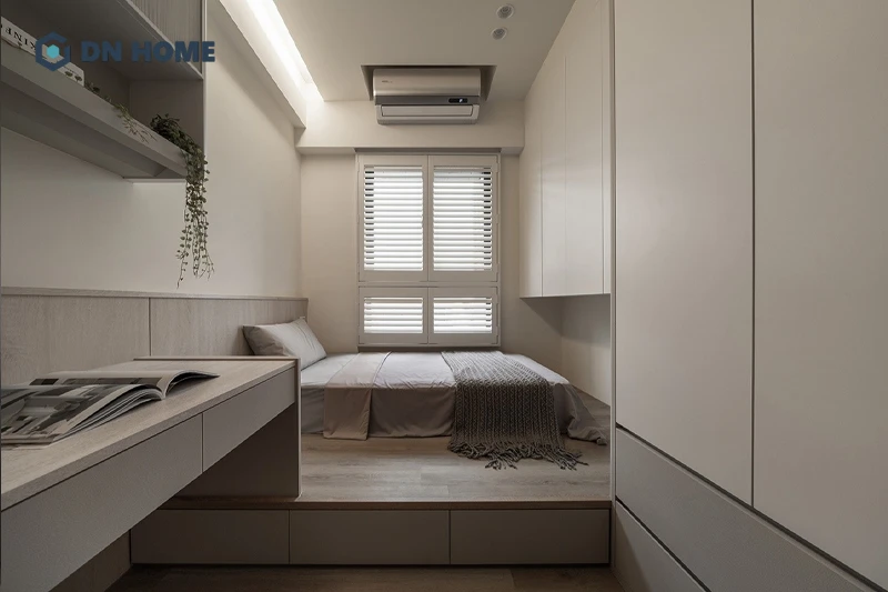 Phòng ngủ chung cư phong cách tối giản luôn được thiết kế chú trọng đến sự thoải mái, dễ chịu
