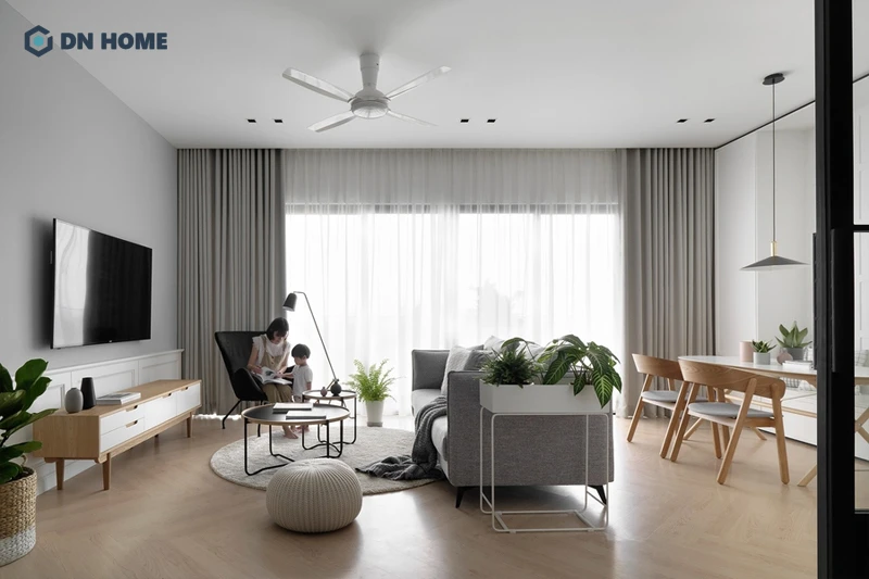 Ánh sáng tự nhiên và nhân tạo đều đóng vai trò quan trọng trong chung cư phong cách tối giản
