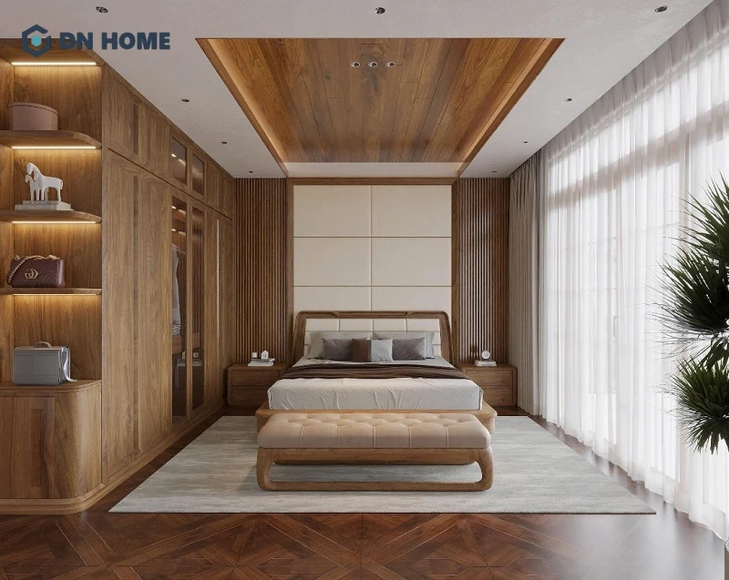 Thiết kế nội thất phòng ngủ biệt thự thường bố trí đầy đủ các loại vật dụng nhằm tăng sự tiện nghi cho không gian