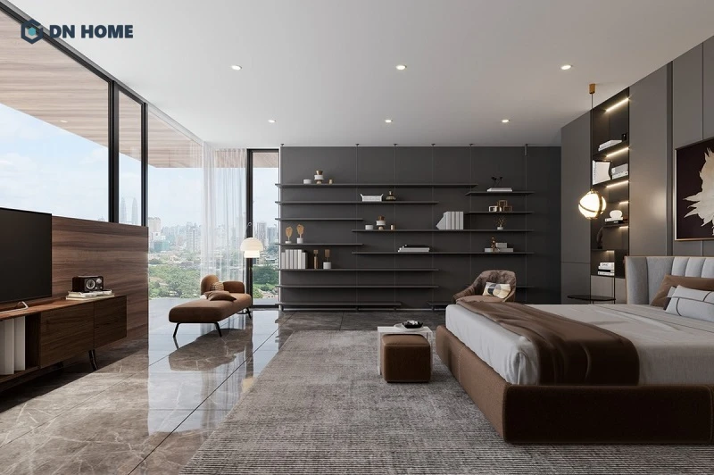 Ánh sáng tự nhiên được tận dụng tối đa khi thiết kế phòng ngủ biệt thự theo không gian mở