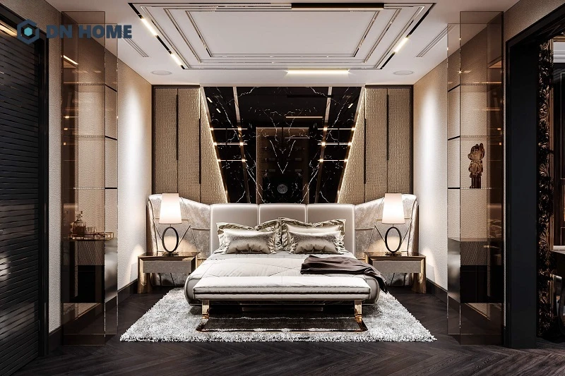 Thiết kế nội thất phòng ngủ biệt thự Luxury hướng đến sự xa hoa, tinh tế trong từng chi tiết